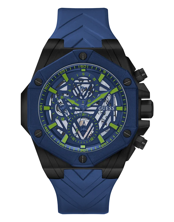 mens watches for formal wear -Guess - Blue Formula Silicone Watch - GW0579G3 - 786533