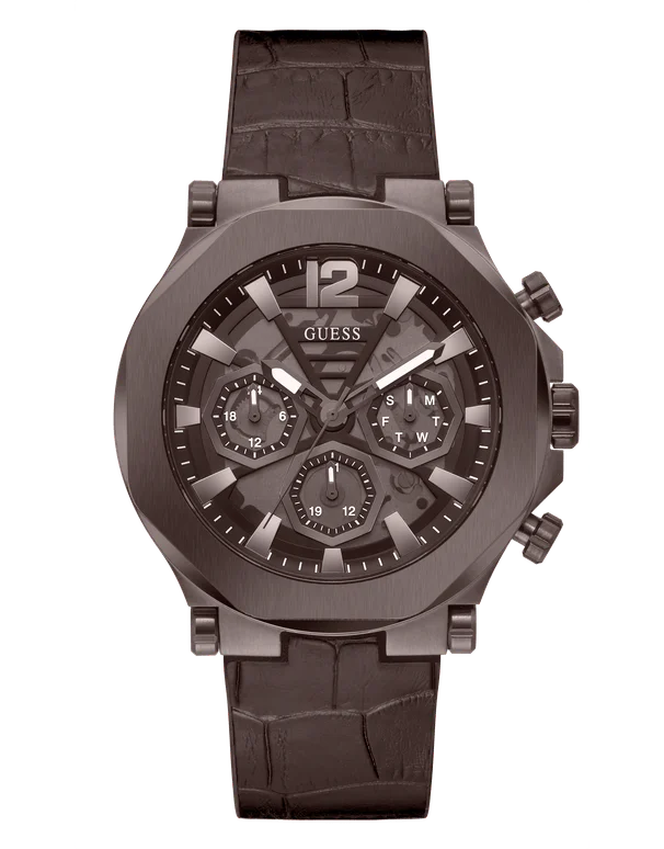 fashion-forward watches with interchangeable straps -Guess - Gents Edge Chocolate Brown Watch - GW0492G2 - 785680