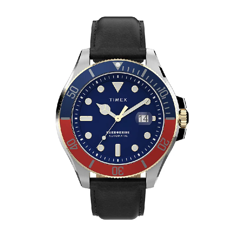 top waterproof diving watches -Harborside Coast Automatic Date 43mm Leather Band