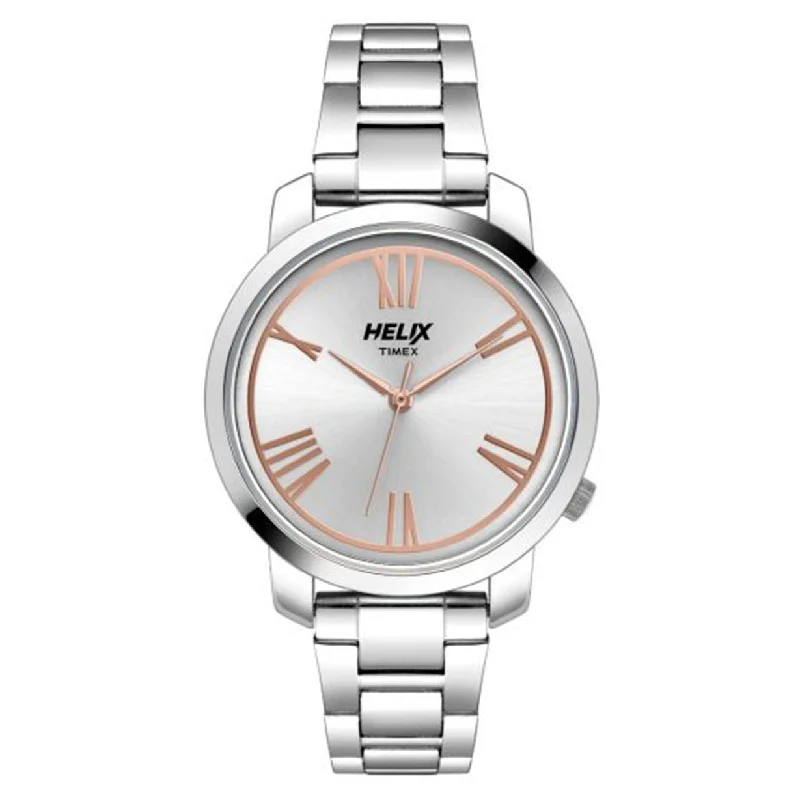 best running watches for women -Helix Analog Silver Dial Stainless Steel