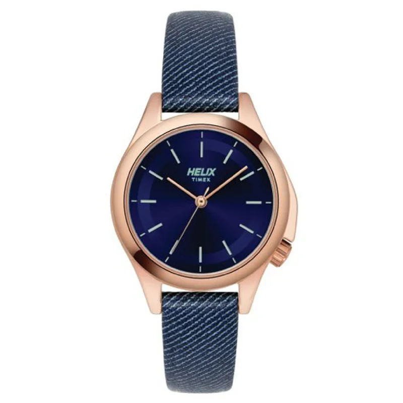 leather watches for men with classic design -Denim Inspired Deep Blue Dial