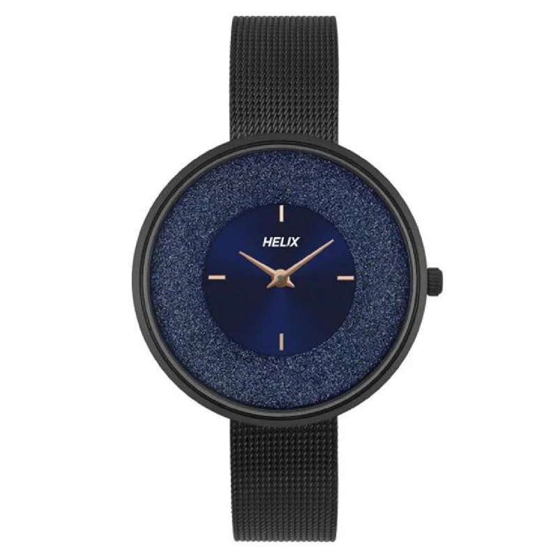 rugged watches for men -Helix Navy Blue Dial Leather