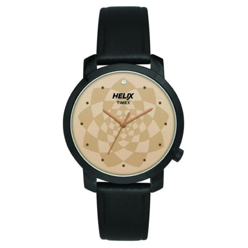 gold watches for men -Helix Rose Gold Dial Leather