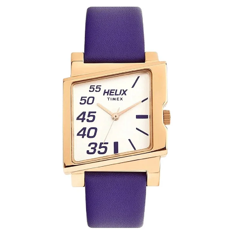 smartwatches with GPS for outdoor activities -Helix Square Shaped Case Purple Leather Strap