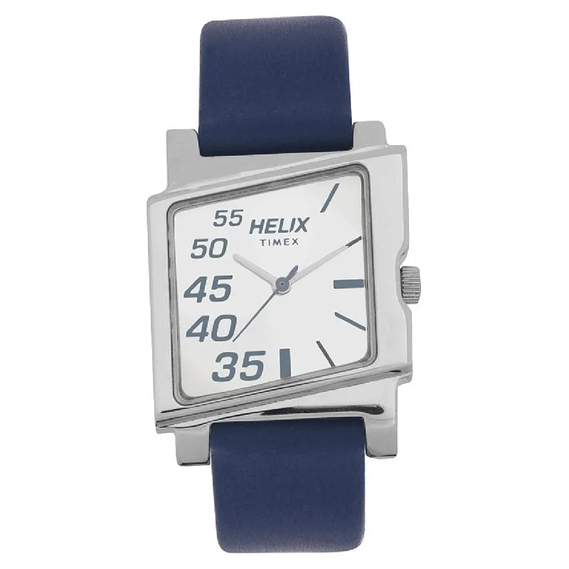 sleek and stylish women’s watches -Helix Square Shaped Case Silver Dial