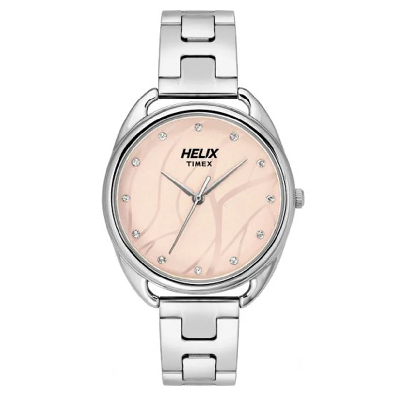 luxury smartwatches for women -Helix Trendy Silver Stainless Steel Strap