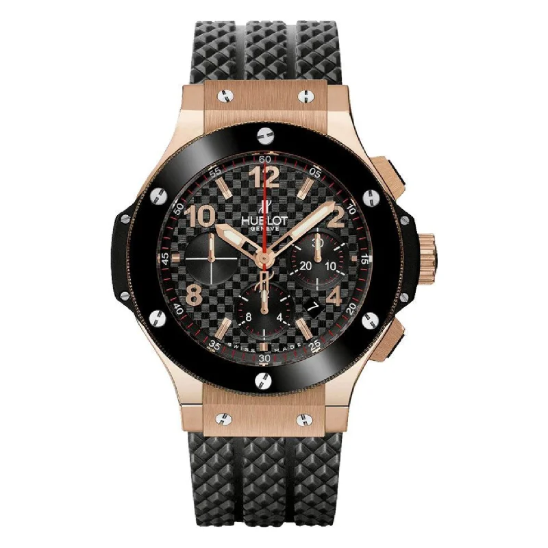 mens watches with oversized face -Hublot Big Bang Original Gold Ceramic Black Dial 44 mm