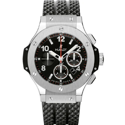 mens watches with black leather strap -Hublot Big Bang Original Steel Matte Black Dial 44 mm