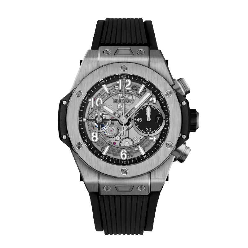 watches for women with simple designs -Hublot Big Bang Unico Titanium Matte Black Skeleton Dial 42 mm