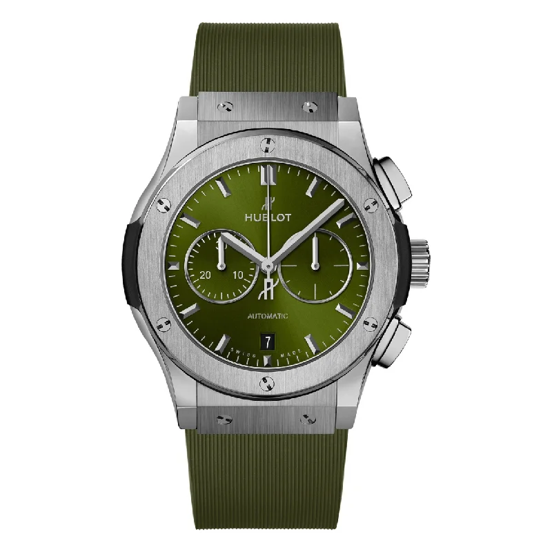 vintage gold watches for women -Hublot Classic Fusion Chronograph Titanium Green Green Sunray Dial 42 mm