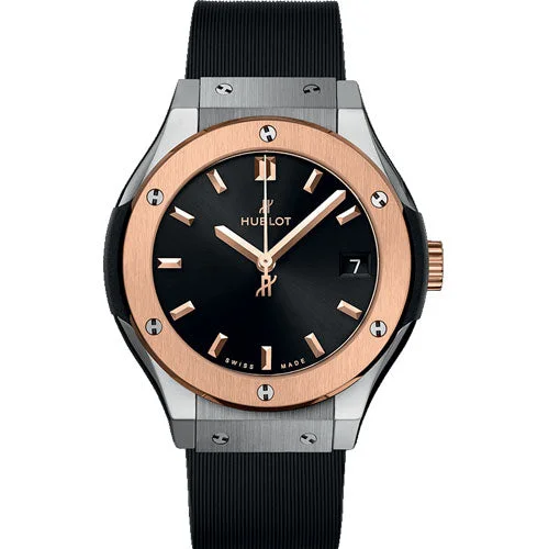 mens sports watches for adventure -Hublot Classic Fusion Titanium King Gold Black Dial Men's Watch 33mm