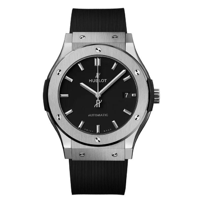 minimalist gold watches for men -Hublot Classic Fusion Titanium Matte Black Dial 45 mm