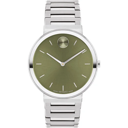 watches for women with stainless steel bracelet -Movado Bold Horizon Green Dial Men 40MM