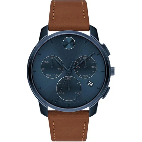 high-quality wristwatches for men with chronograph -Movado Bold Thin Blue Dial Men 42mm