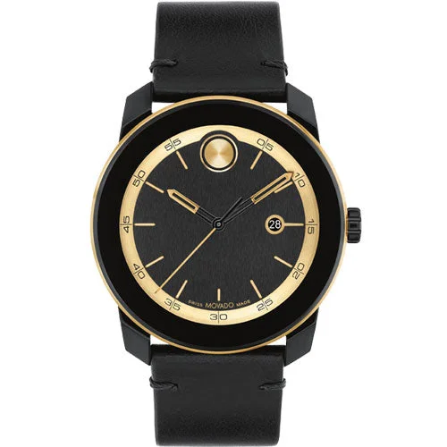 mens watches with gold tone finish -Movado Bold TR90 Black Dial Men 42mm