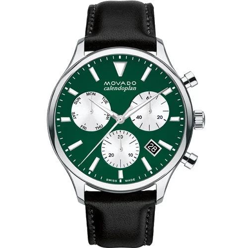 best diving watches for women -Movado Calendoplan Green Dial Men 43mm