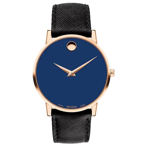 womens watches for vintage-inspired look -Movado Museum Classic Blue Dial Men 40mm