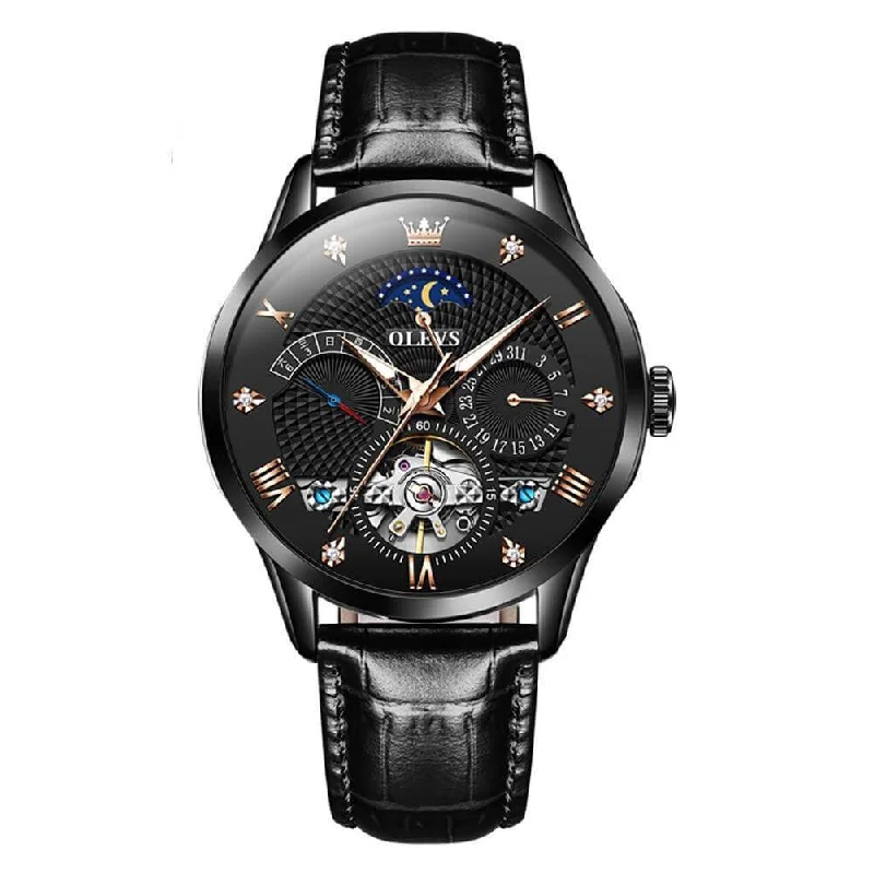 watches for women with stainless steel bracelet -Olevs Automatic Tourbillon Skeleton Mechanical Movement Luminous Fashion High Quality Watch for Men