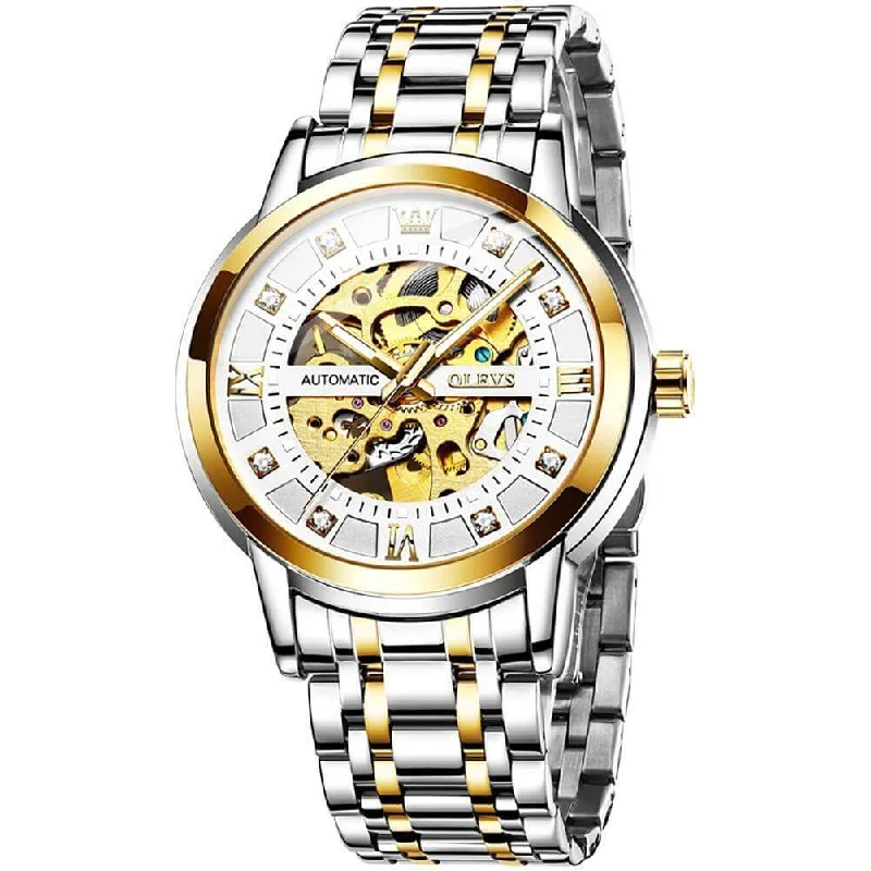 mens sports watches for adventure -Olevs Newest Model Automatic Mechanical Luxury Wristwatch Men