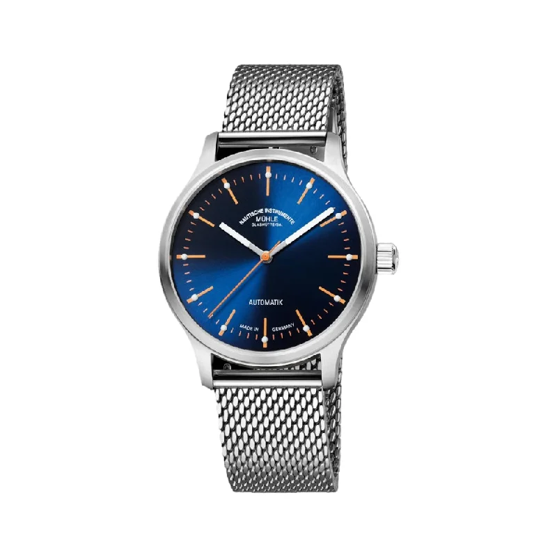 waterproof watches for outdoor use -Panova Blau Milanaise Bracelet