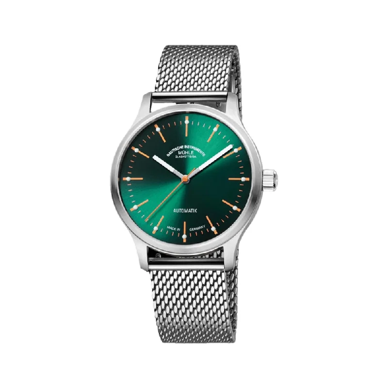 mens sports watches for adventure -Panova Green Milanaise Bracelet