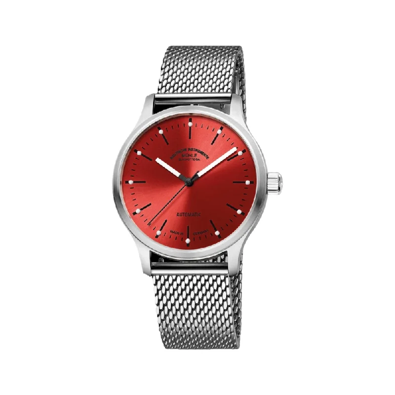 stainless steel smartwatches for men -Panova Red Milanaise Bracelet