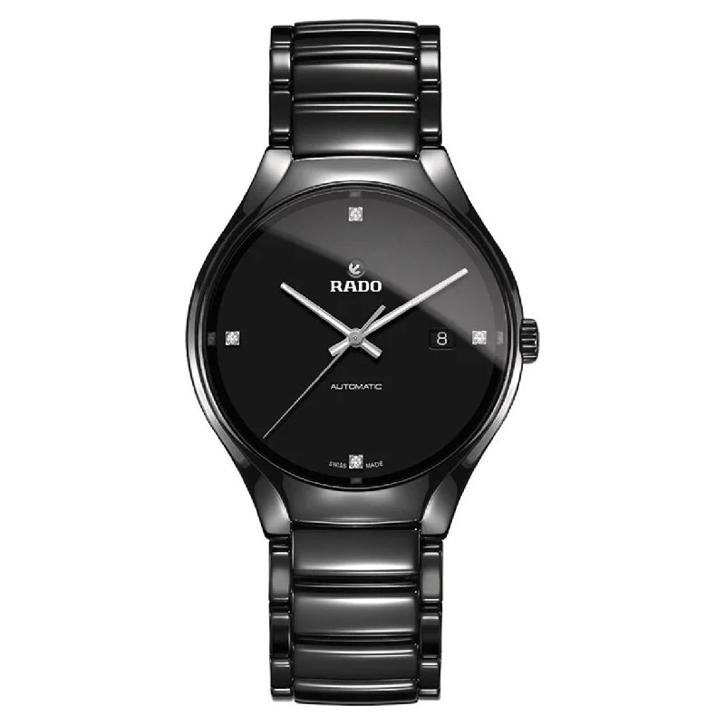 womens watches for vintage-inspired look -Rado True Black Dial Unisex 40mm