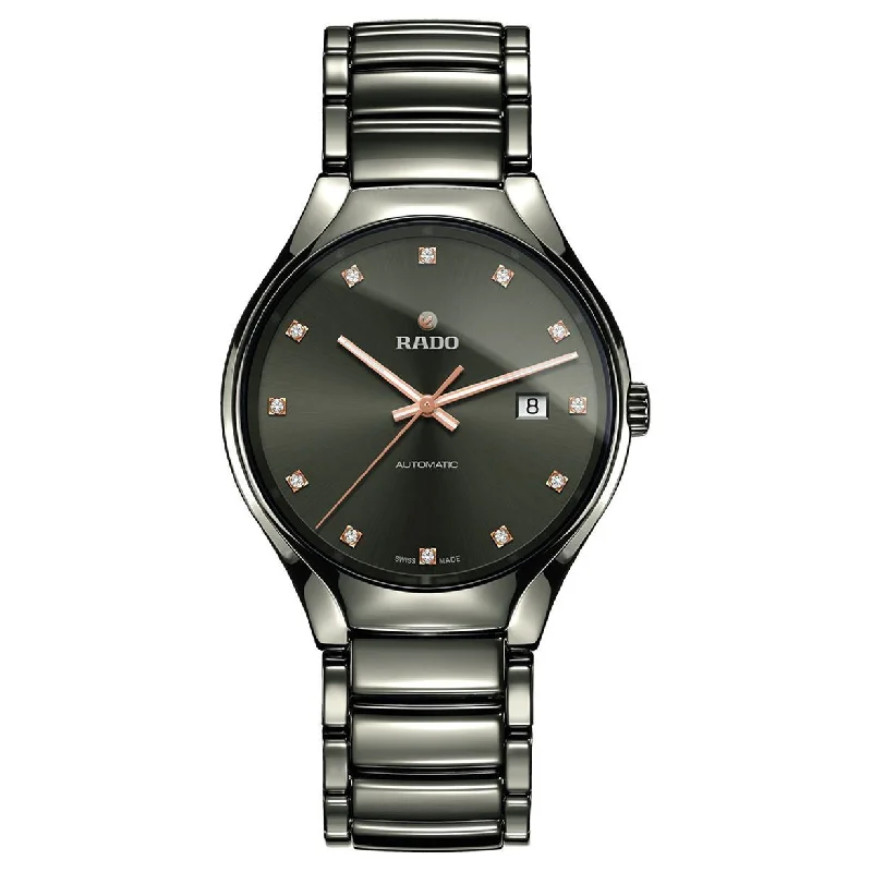 stylish watches for women with slim design -Rado True Black Dial Unisex 40mm