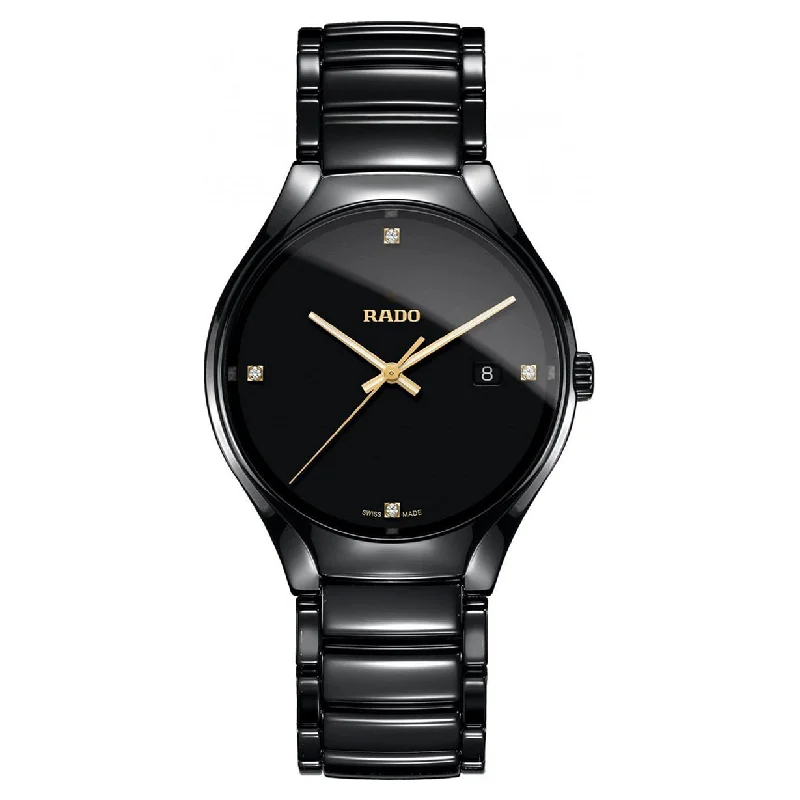 fashion-forward watches with interchangeable straps -Rado True Black Dial Unisex 40mm