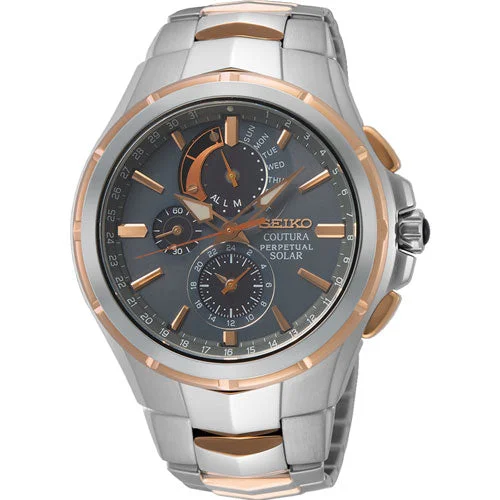 affordable watches with gold accents for men -Seiko Coutura Grey Dial Men 44mm