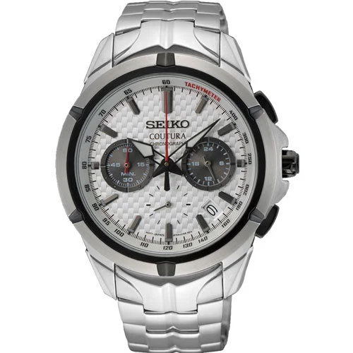 mens watches with dark colored dial -Seiko Coutura White Dial Men 42mm