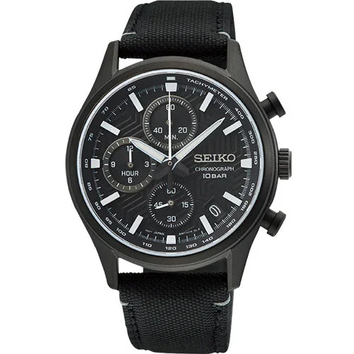 mens wrist watches with leather strap -Seiko Dress Black Dial Men 39.5mm