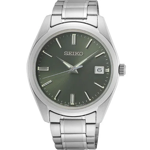 fashion-forward watches with interchangeable straps -Seiko Dress Olive Green Dial Men 40.2mm