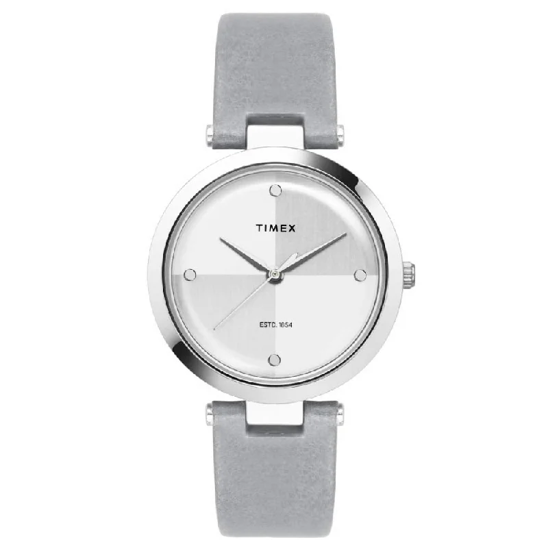 best affordable smartwatches for fitness -Fashion Silver Dial Leather Strap