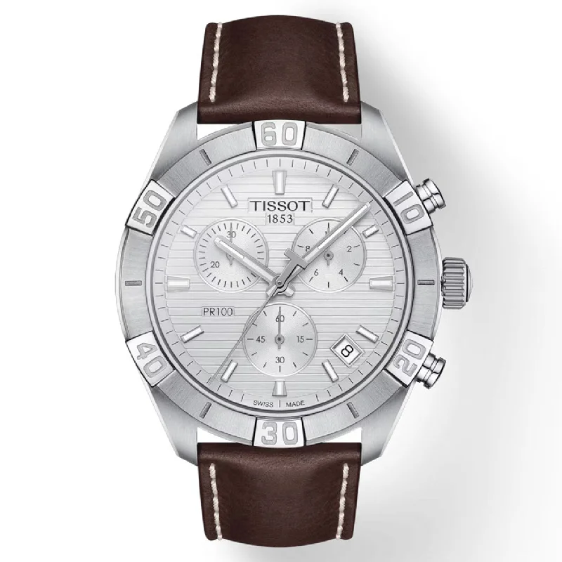 black leather watches for women -Tissot T-Classic Silver Dial Men 44mm