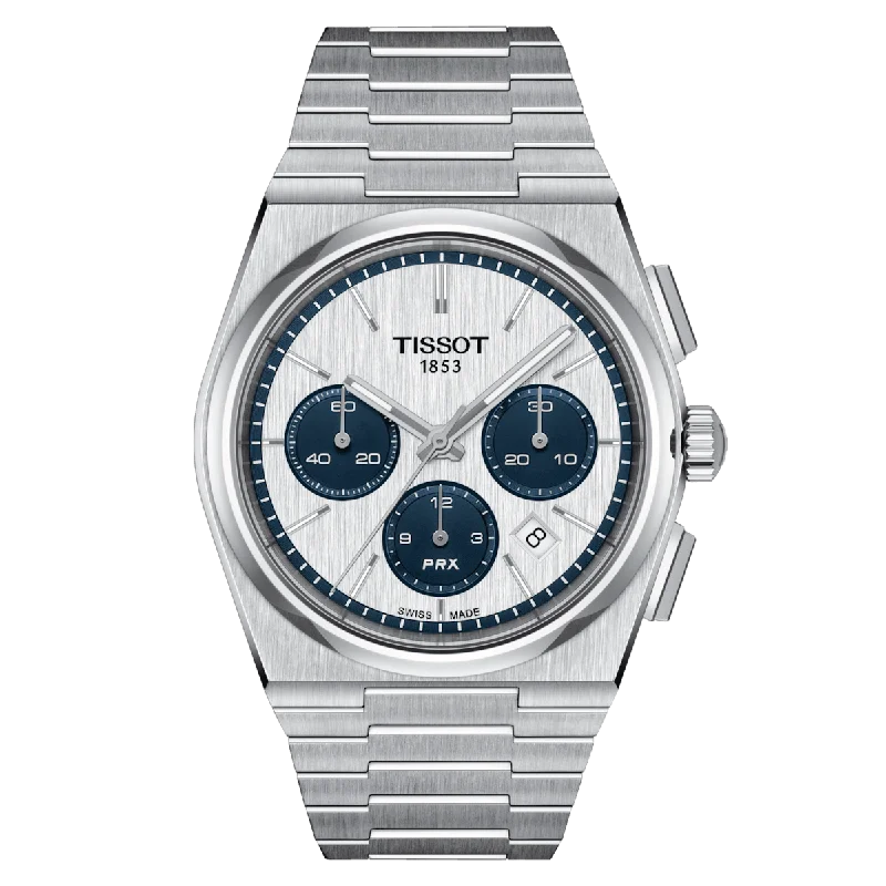 affordable watches with gold accents for men -Tissot T-Classic PRX White Dial Men 42mm T1374271101101