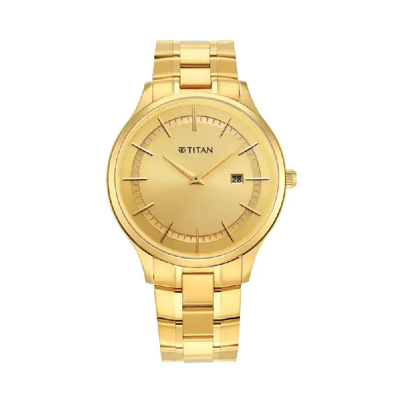 womens designer watches for casual wear -Titan 90142YM01 Classique Analog Watch For Men