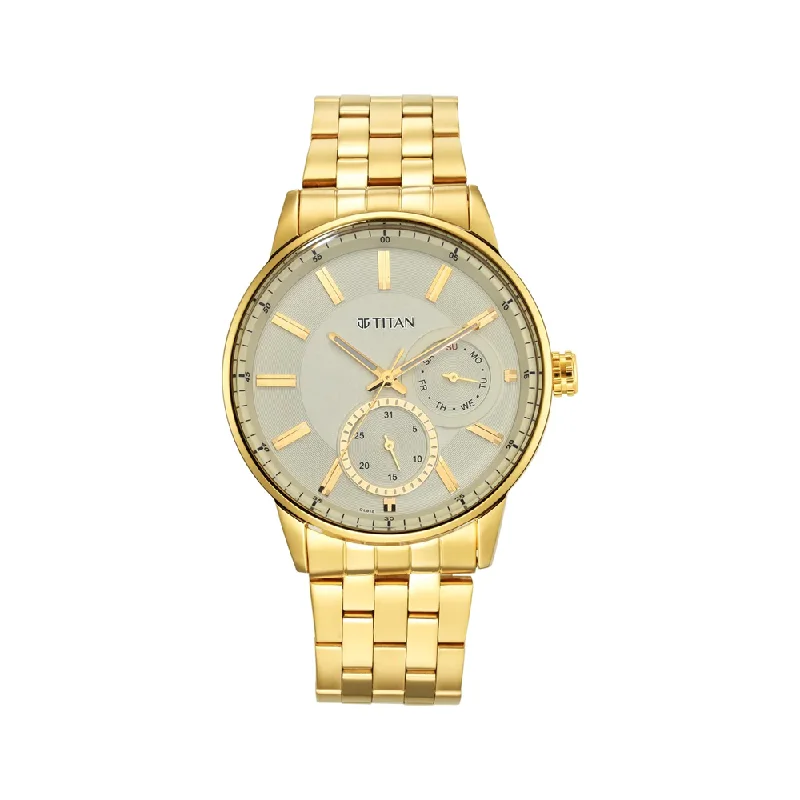 mens watches for golf players -Titan Analog Gold Dial Men's Watch-9441YM02