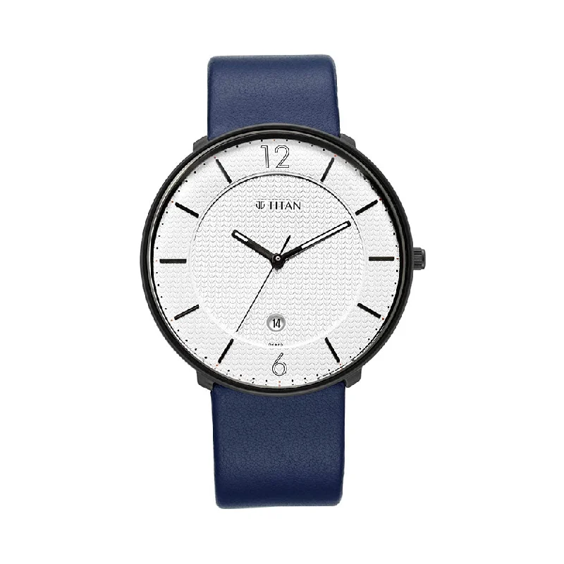 best watches for women with leather bands -Titan Analog White Dial Men's Watch-1849NL01