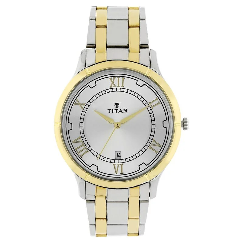 elegant gold watches for women -Titan Analog With Date Dial Stainless Steel Strap Watch For Men