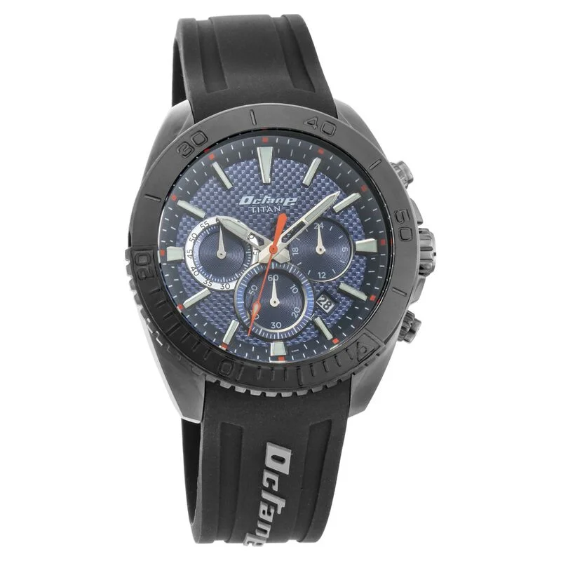 best outdoor watches for men -Titan Chronograph Blue Dial Silicone Strap Watch For Men