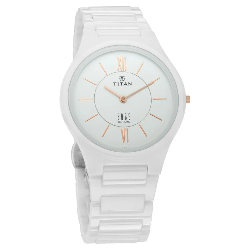 stylish watches for teens -Titan Edge Ceramic White Dial Analog Ceramic Strap Watch For Men