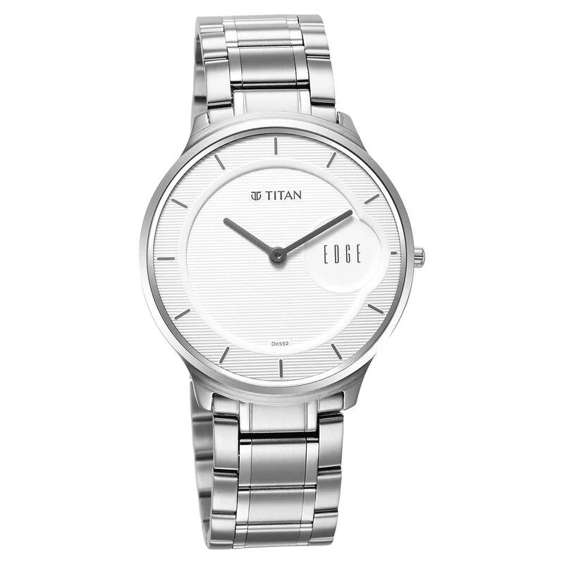 best designer watches for women under 200 -Titan Edge Metal Silver Dial Stainless Steel Strap Watch For Men