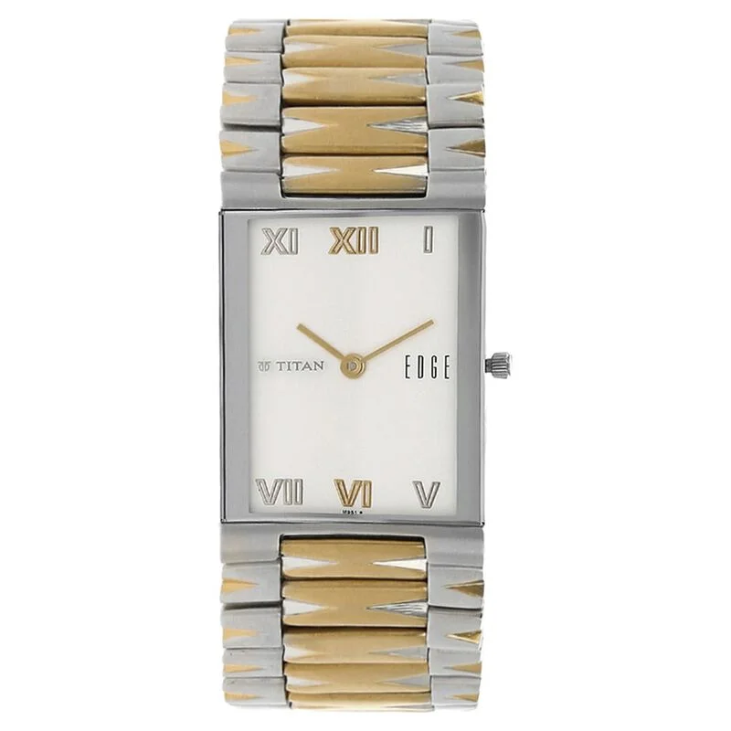 luxury automatic watches for women -Titan Edge White Dial Analog Stainless Steel Strap Watch For Men