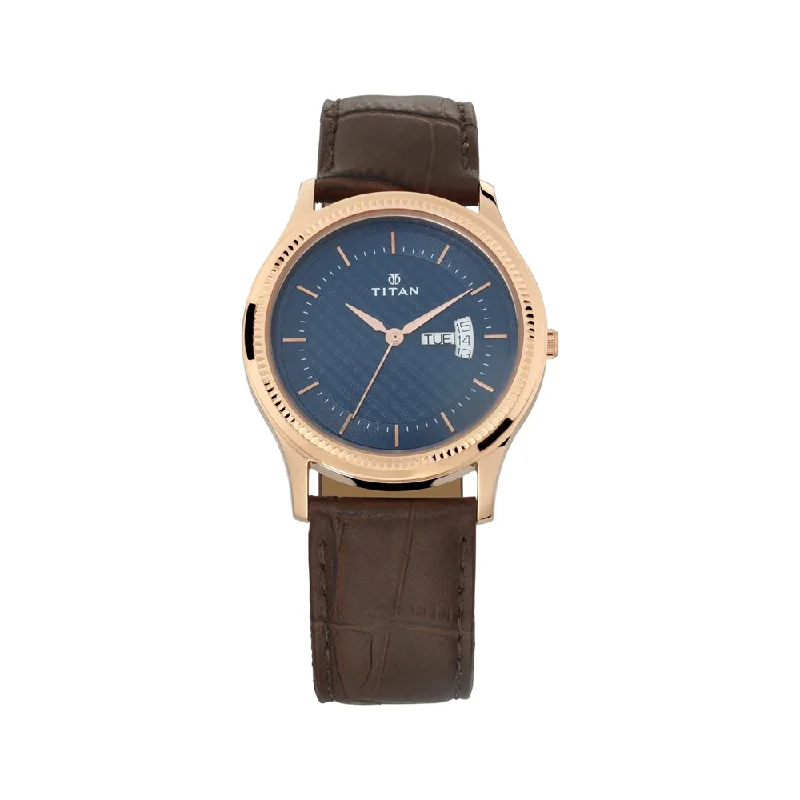 watches for men with sapphire crystal glass -Titan Gents Karishma Analog Blue Dial Men's Watch NN1824WL01