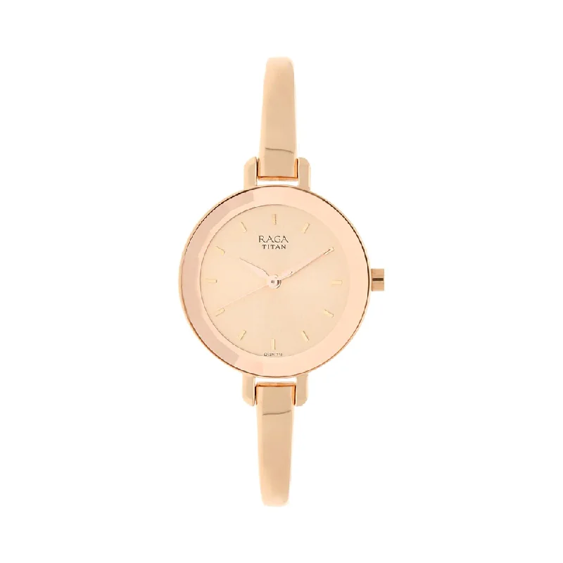 elegant womens watches for office -TITAN Raga Viva Rose Gold Dial Women's Watch NM2575WM01