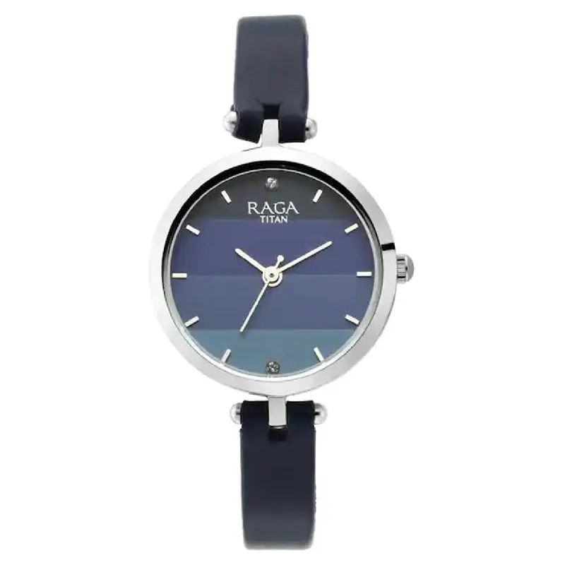 best luxury watches for women -Raga Viva Blue Dial Leather