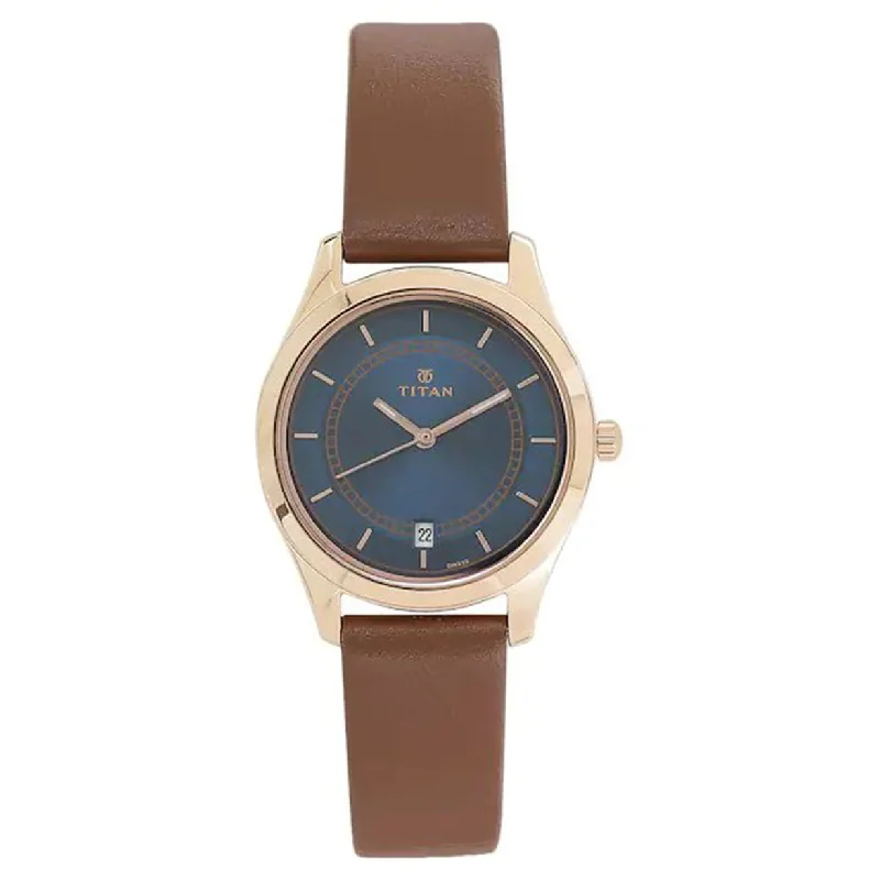 mens watches with dark colored dial -Workwear Blue Dial & Leather Strap